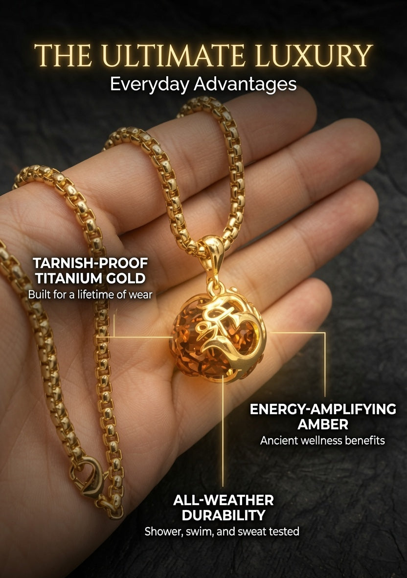 Rudraksha bead and metal Om pendant