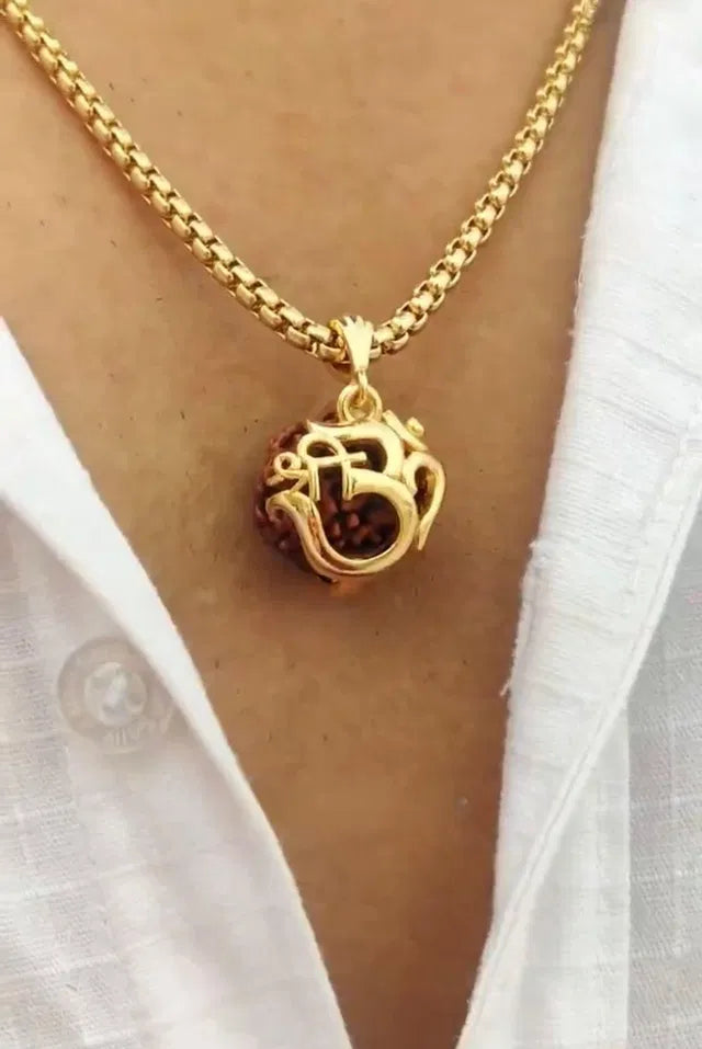 Spiritual Rudraksha Om pendant for daily wear